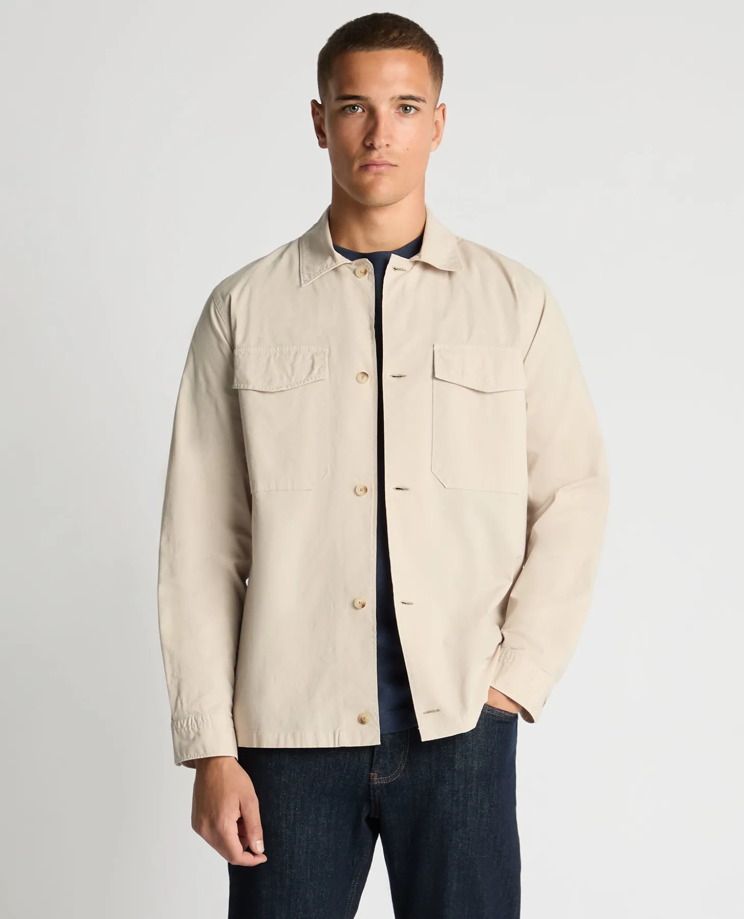 Regular Fit Cotton-Stretch Overshirt