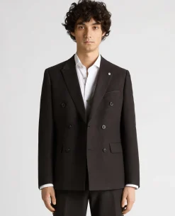 Slim Fit Double-Breasted Linen-Blend Suit