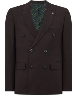 Slim Fit Double-Breasted Linen-Blend Suit