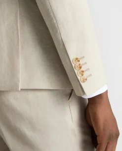 Slim Fit Linen-Blend Double Breasted Suit