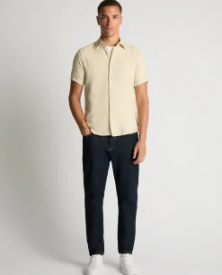 Slim Fit Striped Organic Cotton-Linen Shirt