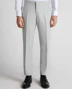 Slim Leg Linen-Blend Formal Trousers