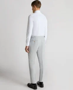 Slim Leg Linen-Blend Formal Trousers