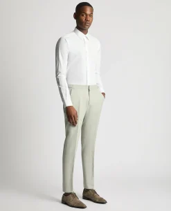 Slim Leg Linen-Blend Formal Trousers