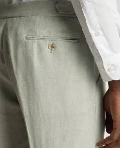 Slim Leg Linen-Blend Formal Trousers