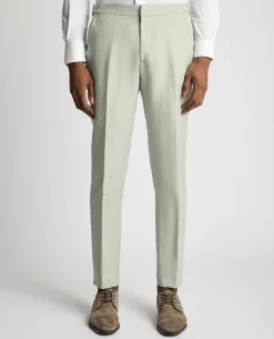 Slim Leg Linen-Blend Formal Trousers