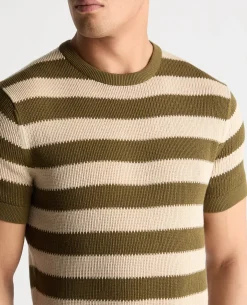 Stripe Knit Crew Neck T-Shirt