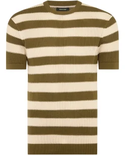 Stripe Knit Crew Neck T-Shirt