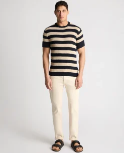 Stripe Knit Crew Neck T-Shirt
