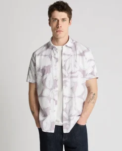 Tapered Fit Abstract Floral Print Shirt