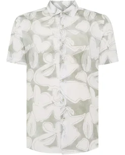 Tapered Fit Abstract Floral Print Shirt