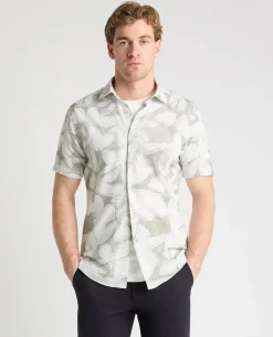 Tapered Fit Abstract Floral Print Shirt