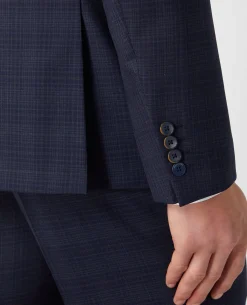 Tapered Fit Checked Wool Rich Mix and Match Suit