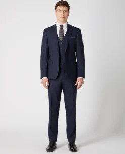Tapered Fit Checked Wool Rich Mix and Match Suit