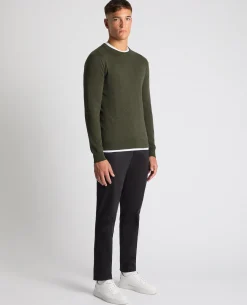 Tapered Fit Cotton Crew Neck Sweater