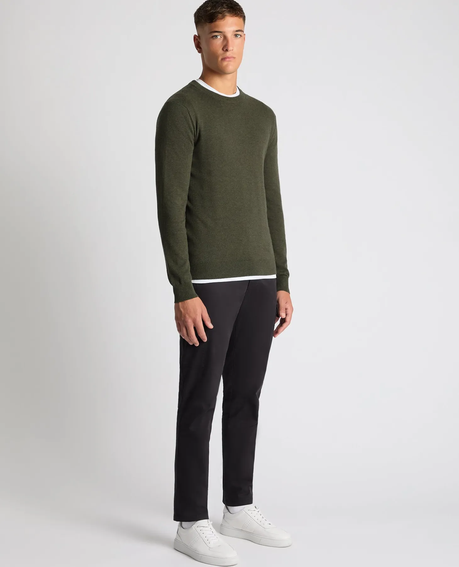 Tapered Fit Cotton Crew Neck Sweater
