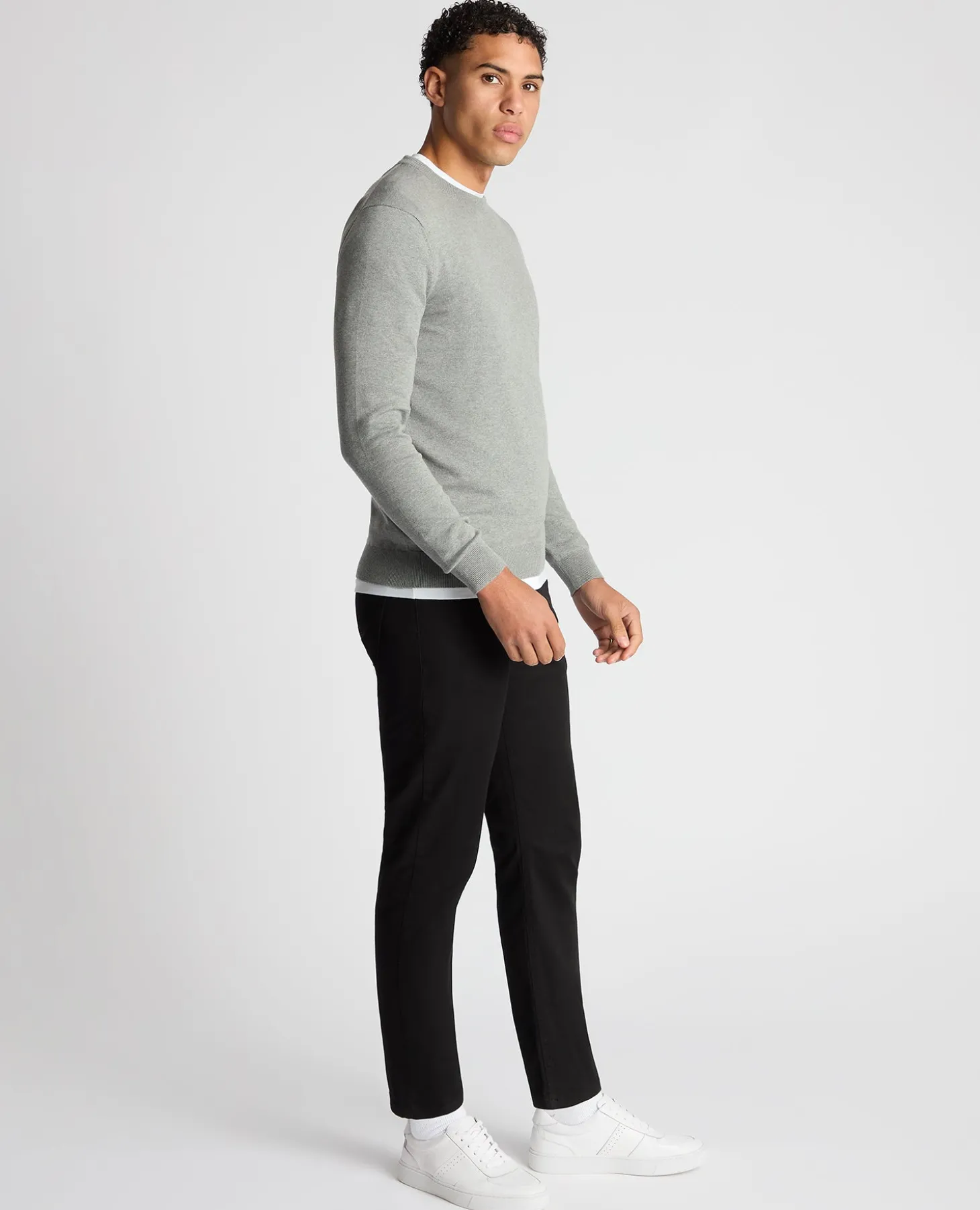 Tapered Fit Cotton Crew Neck Sweater