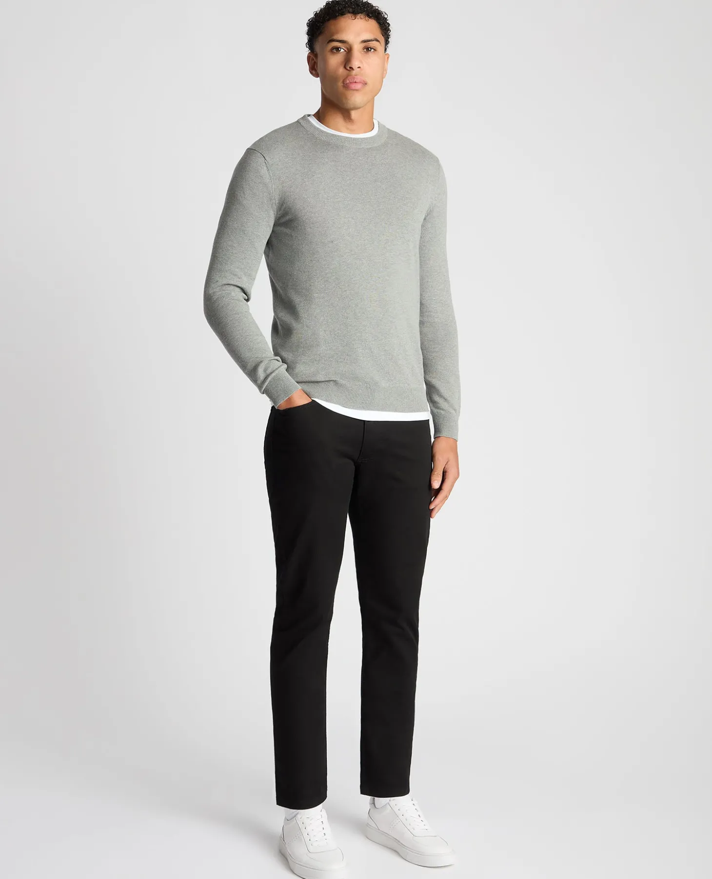 Tapered Fit Cotton Crew Neck Sweater