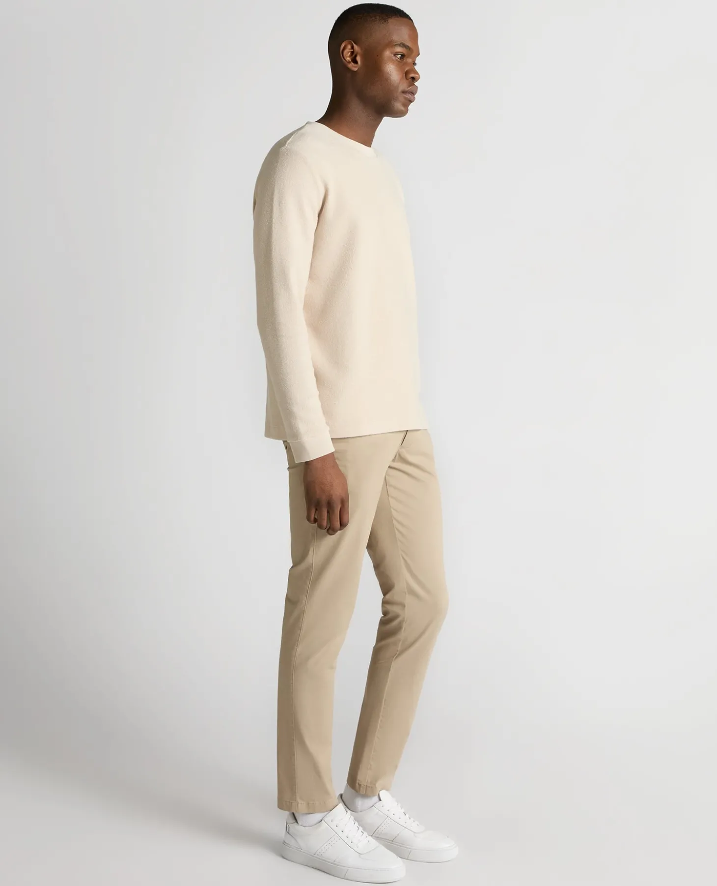 Tapered Fit Cotton Micro Waffle Sweatshirt