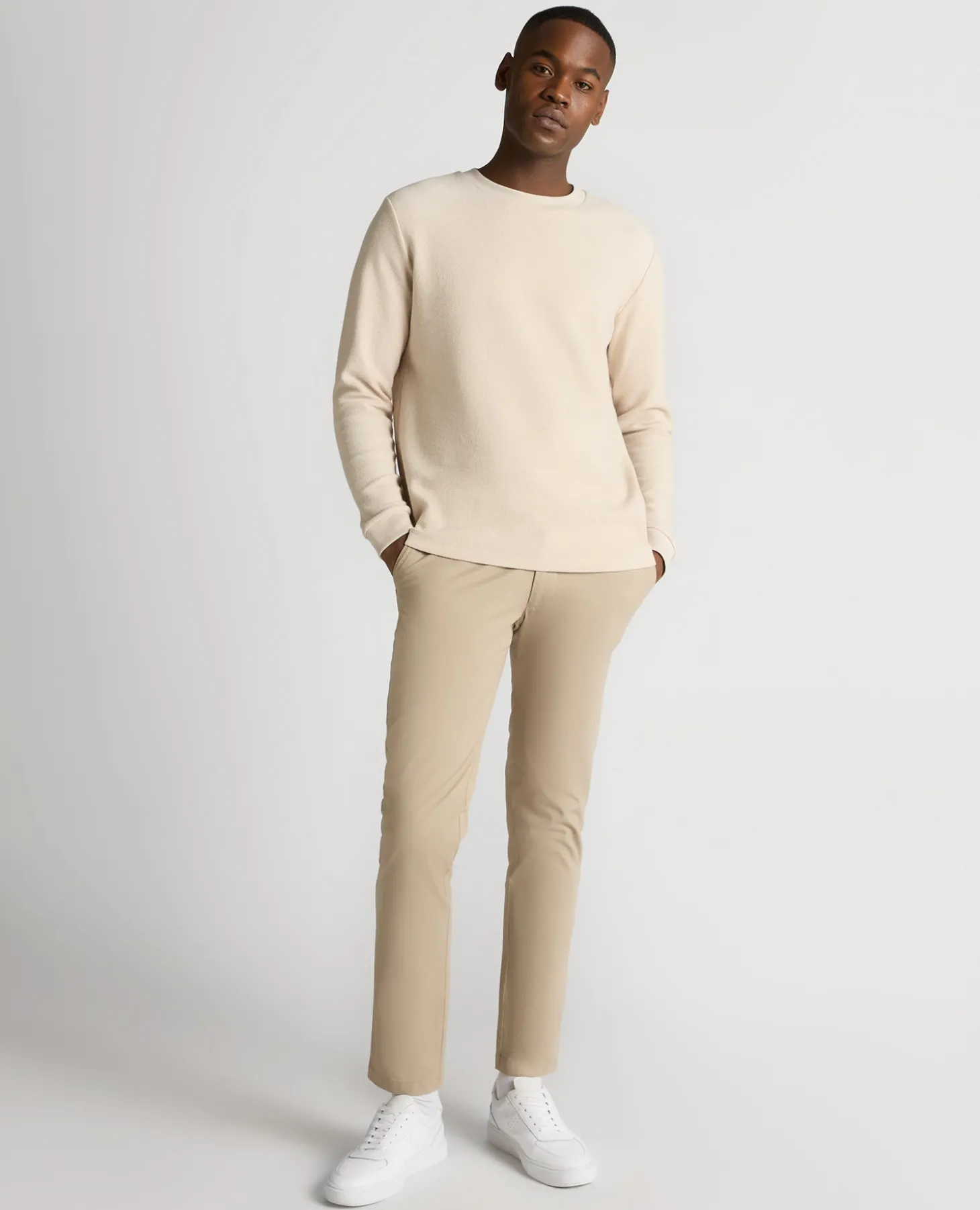 Tapered Fit Cotton Micro Waffle Sweatshirt