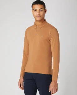 Tapered Fit Cotton-blend long seeve polo shirt
