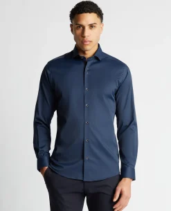 Tapered Fit Cotton-Blend Stretch Shirt