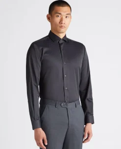 Tapered Fit Cotton-Blend Stretch Shirt