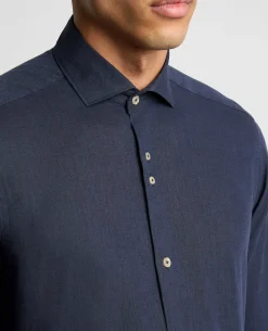 Tapered Fit Cotton-Linen Blend Shirt