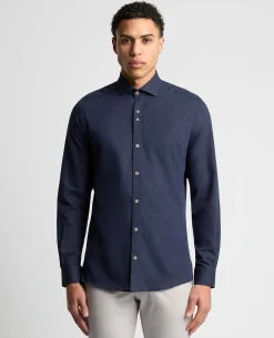 Tapered Fit Cotton-Linen Blend Shirt