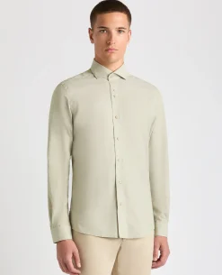 Tapered Fit Cotton-Linen Blend Shirt