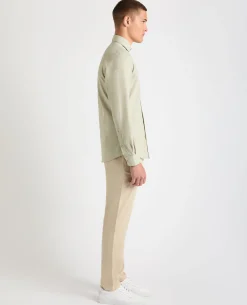 Tapered Fit Cotton-Linen Blend Shirt
