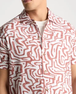 Tapered Fit Cotton-Linen Print Shirt