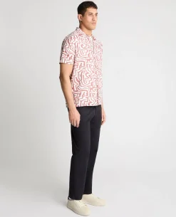 Tapered Fit Cotton-Linen Print Shirt