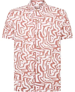 Tapered Fit Cotton-Linen Print Shirt