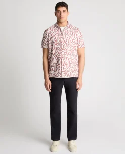 Tapered Fit Cotton-Linen Print Shirt
