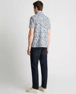 Tapered Fit Cotton-Linen Print Shirt