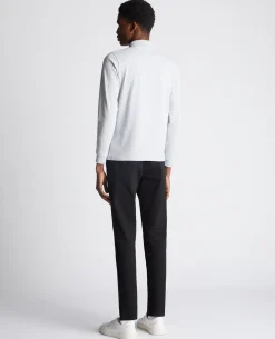 Tapered Fit Cotton-Stretch Long-Sleeve Polo Shirt