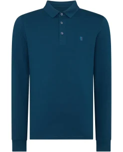 Tapered Fit Cotton-Stretch Long-Sleeve Polo Shirt