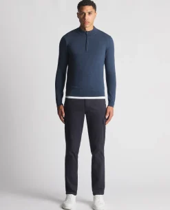 Tapered Fit Half Zip Cotton Sweater