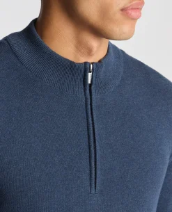 Tapered Fit Half Zip Cotton Sweater