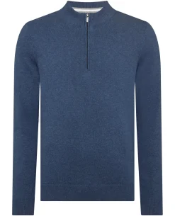 Tapered Fit Half Zip Cotton Sweater