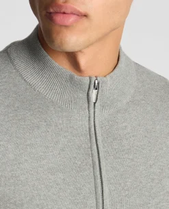 Tapered Fit Half Zip Cotton Sweater