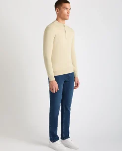 Tapered Fit Half Zip Cotton Sweater