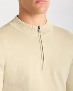 Tapered Fit Half Zip Cotton Sweater