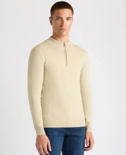 Tapered Fit Half Zip Cotton Sweater