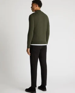 Tapered Fit Half Zip Cotton Sweater