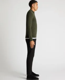 Tapered Fit Half Zip Cotton Sweater