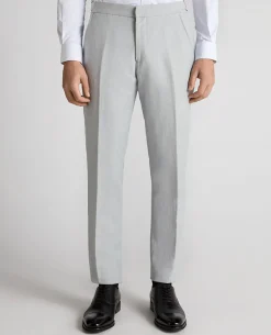 Tapered Fit Linen-Blend Formal Trousers