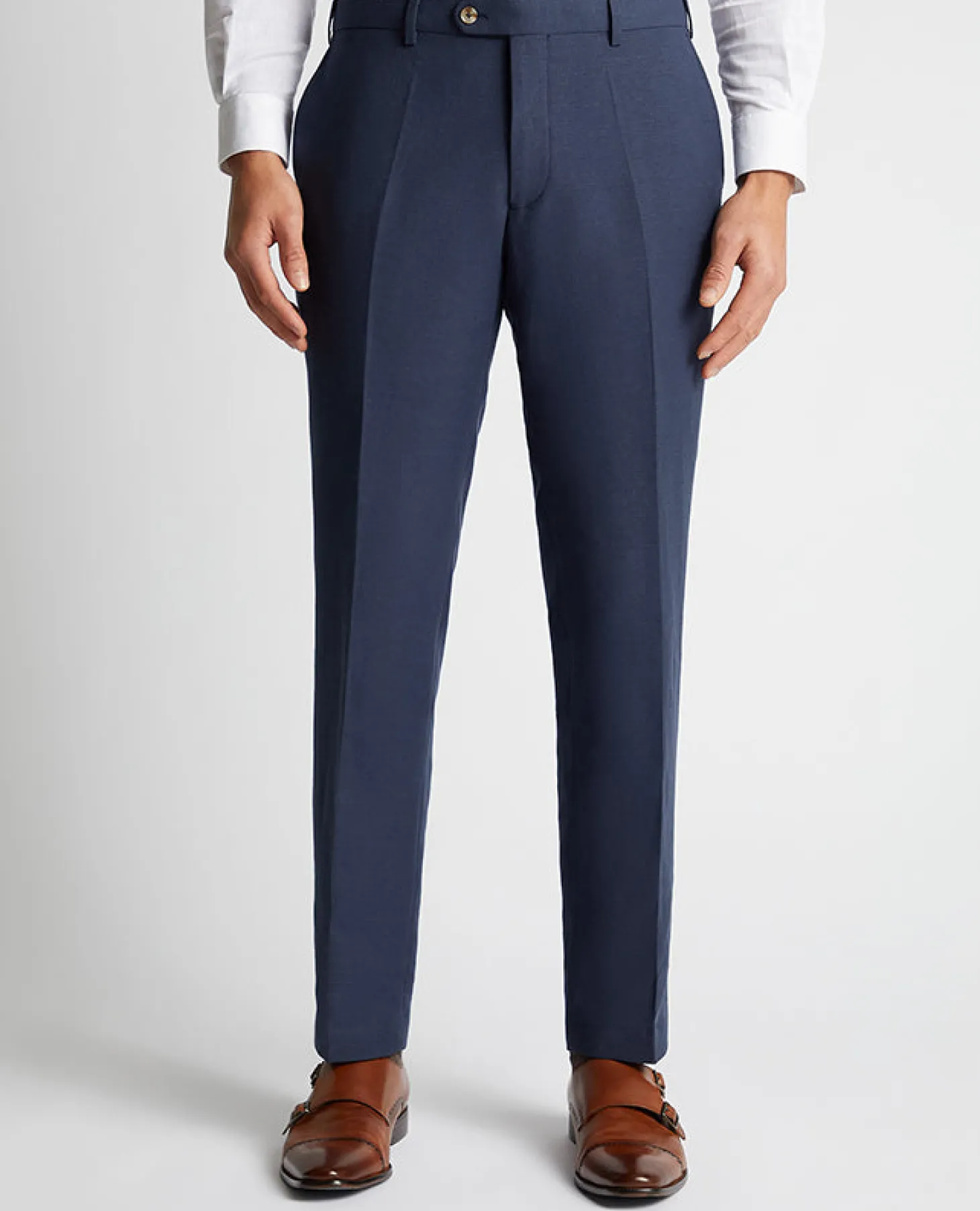 Tapered Fit Linen-Blend Formal Trousers