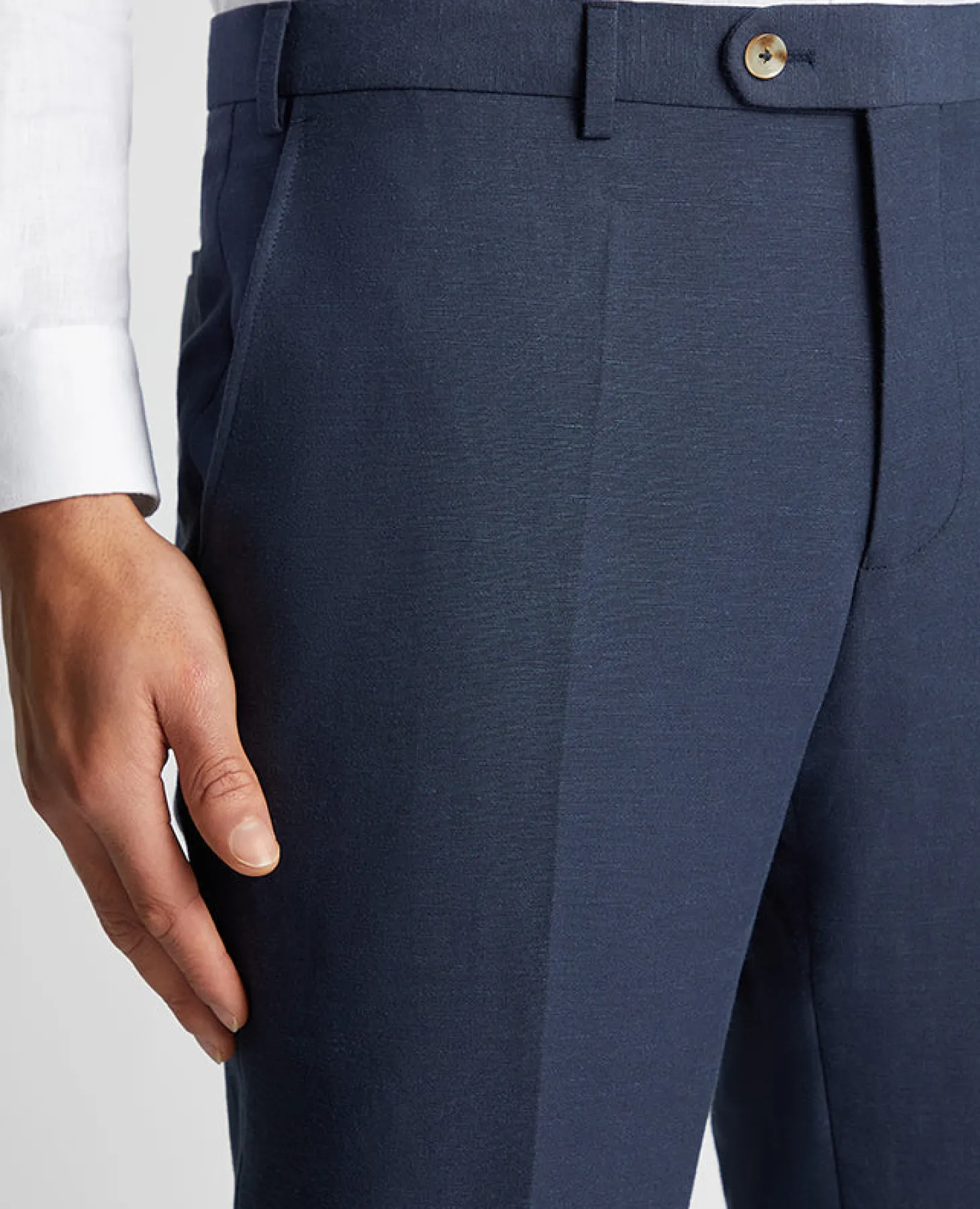 Tapered Fit Linen-Blend Formal Trousers